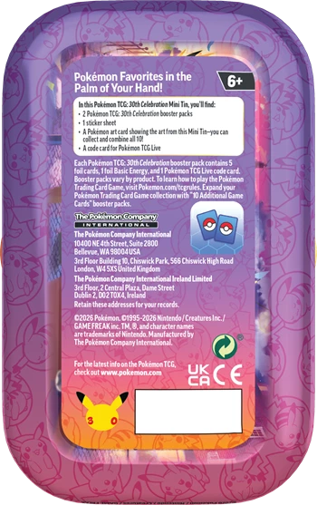 Pokémon - 30th - 30th Celebration - Mini Tin