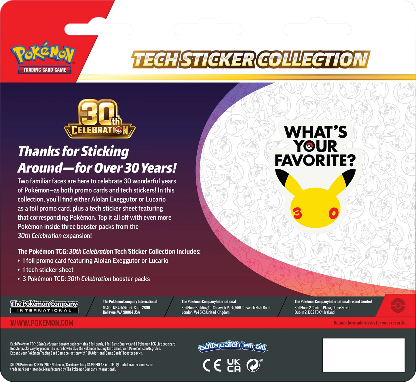 Pokémon - 30th - 30th Celebration - Tech Sticker Collection