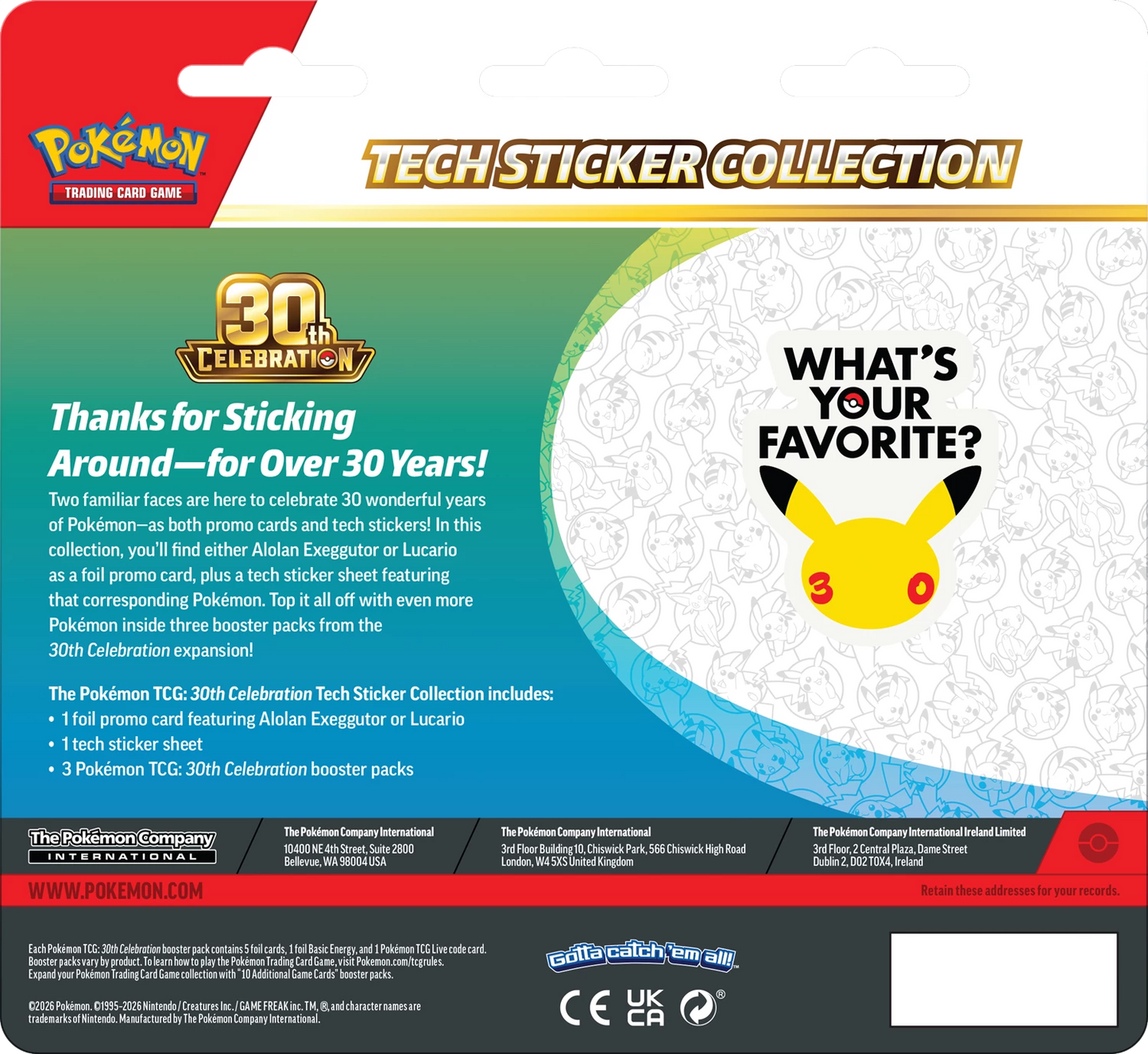 Pokémon - 30th - 30th Celebration - Tech Sticker Collection