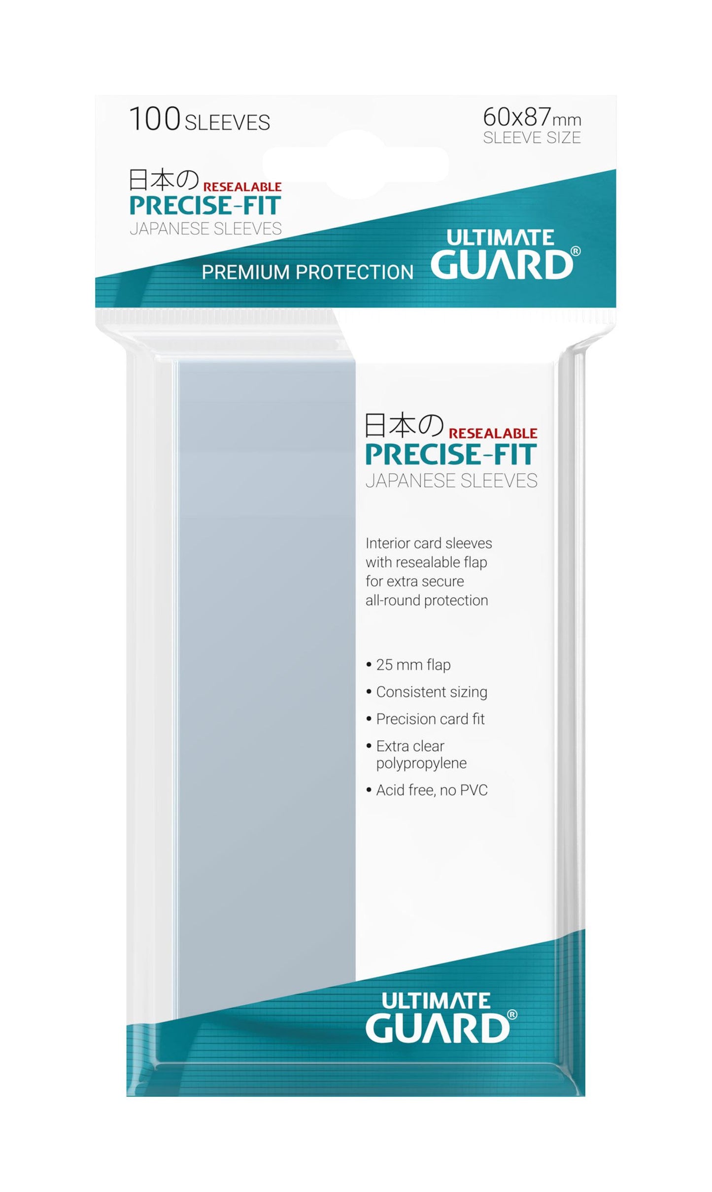 Ultimate Guard - Japanese Size Sleeves - Precise-Fit Toploading Resealable [100]