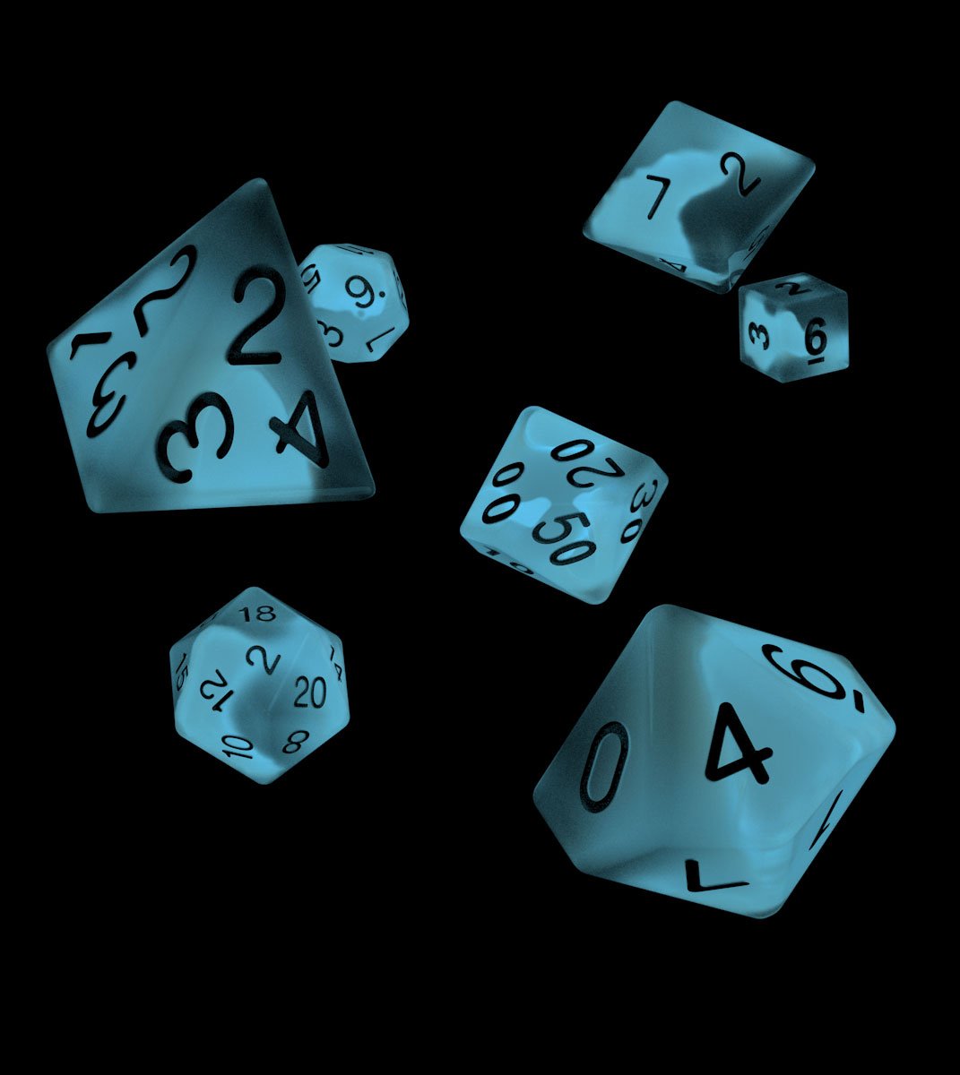 Oakie Doakie Dice - RPG Set Glow in the Dark - Arctic [7]